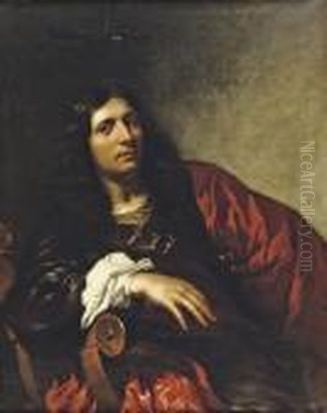 Portrait Of A Gentleman, Said To Be Jan Van Lennep, Half-length, In A Brown Costume And Red Wrap, Seated In A 'dagobert' Chair - view 1