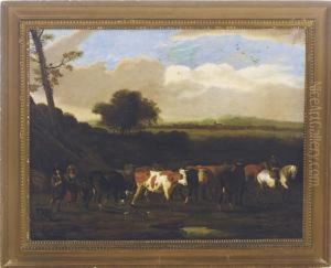 Cattle On The Road To Pasture by Adriaen Van Den Velde