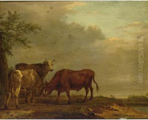 Fighting Bulls In A Landscape - view 1