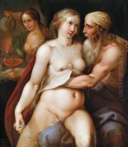 Lot E Le Sue Figlie by Lazarus Van Der Borcht