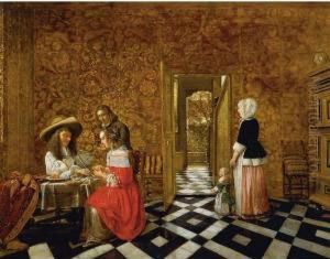 Merry Company At A Table With A Woman And A Child by Henry Van Der Burch