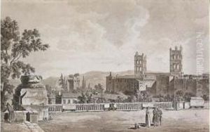 Vue De La Promenade Du Peyrou A Montpellier by Hendrick Van Der Burgh
