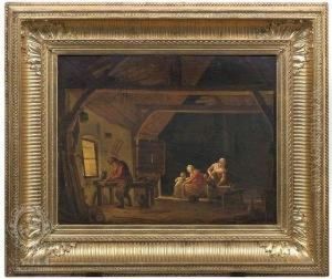 Interior Of A Workshop With A Craftman's Family by Hendrik van der Burgh