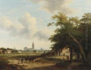 Panoramic View Of The Hague, With The Nieuwe Kerk And The Stjacob's Kerk Beyond by Pieter Daniel van der Burgh