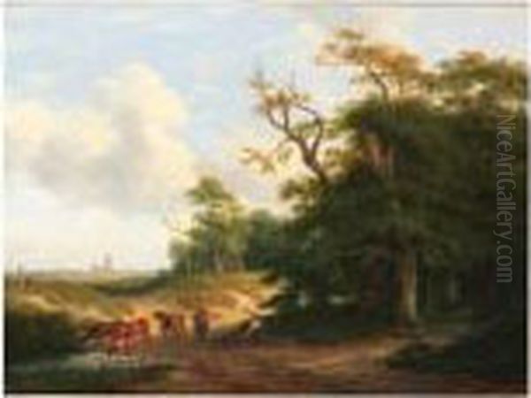 Cowherds At The Edge Of A Forest, The Hague In The Distance - view 1