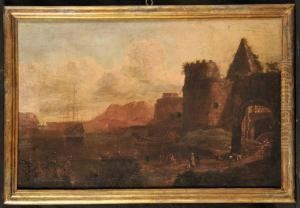 Marina Con Insenatura Portuale E Piramide by Adriaen Van Der Kabel