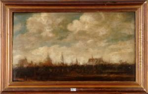 Vue De Leiden Avec La Pieterskerk Et Sint Jacobskerk De Marekerh