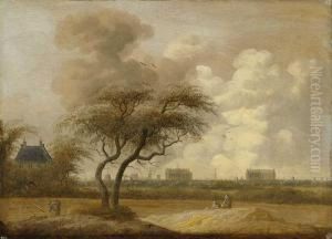 Niederlandischelandschaft Mit Der Stadtsilhouette Von Leiden