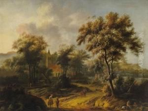 Waldlandschaft Mit Kircheund Reitern Waldlandschaft Mit Kircheund Reitern