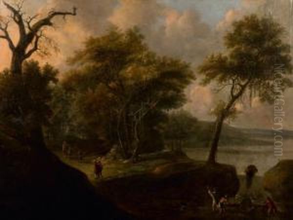 Paysage De Riviere Aux Promeneurs - view 1