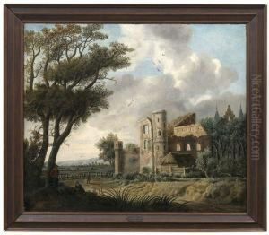 Landschaft Mit Ruinosem Gebaude Und Figurenstaffage by Anthony Jansz van der Croos