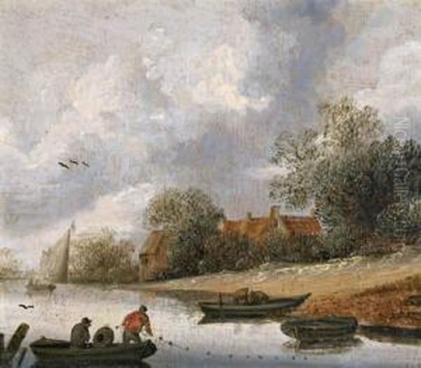Flusslandschaft Mit Anglern - view 1