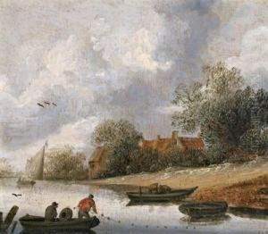 Flusslandschaft Mit Anglern by Anthony Jansz van der Croos
