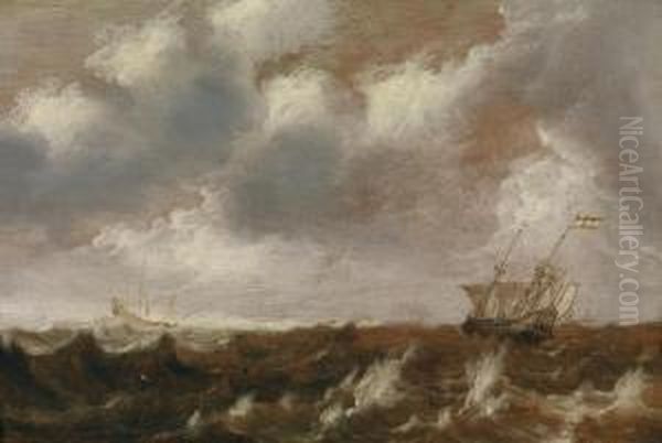 Dutch Ships In A Stormy Sea - view 1