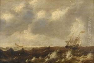 Dutch Shipping In Choppy Seas by Pieter Van Der Croos