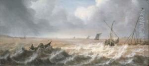 Shipping In A Stiff Sea Breeze by Pieter Van Der Croos