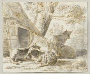 Sheep Before A Stall by Jacob Van Der Does I