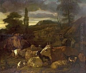 Sudliche Landschaft Mit Ruhender Viehherde by Jacob Van Der Does I