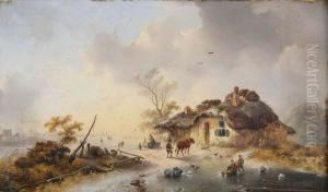 Hollands Rivierlandschap Metijsschaatsers