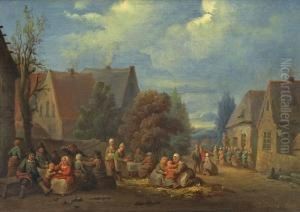 Dorfansicht Mitfrohlicher Bauerngesellschaft by Charles Van Der Eycken