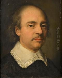 Portrait Of A Gentleman, Bust-length, In Black Costume With A White Lawn Collar