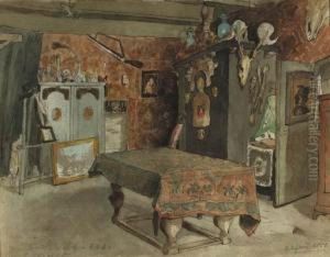 Two Views Of A Room In The Artist's House In Delft; Studies Of Adog And A Classical Sculpture (verso) (2)
