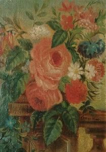 Still Life Of Flowers On A Balustrade