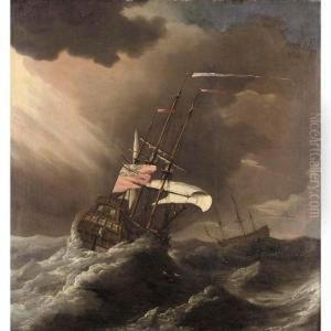A&amp;nbsp;british Man-o-war In Heavy Seas