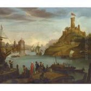 Capriccio View Of A Levantine Port by William Van Der Hagen