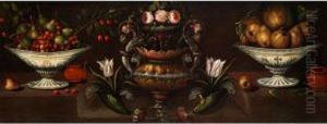 Grosses Blumen- Und Fruchtestilleben Mitziergefassen by Juan Van Der Hamen Y Leon