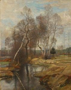 Landschap Met Schapen Aan Het Ven . Landschap Met Schapen Aan Het Ven .