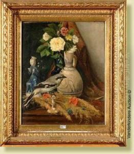 Nature Morte Aux Fleurs Et A L'oiseau