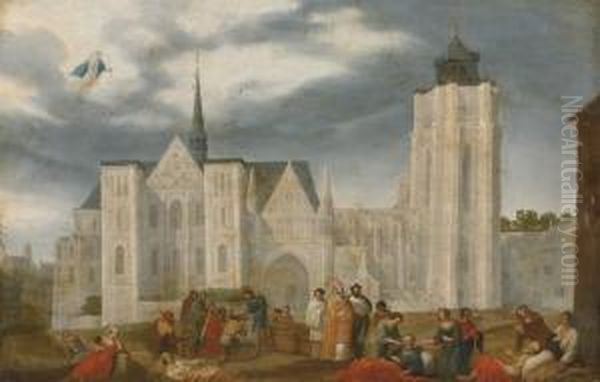 Acts Of Mercy: The Feeding Of The Sick And The Feeding Of The Hungry Before A 'capriccio' Of A Cathedral - view 1
