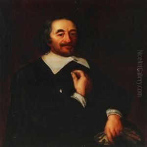 Portrait Of A Gentleman Dressed In Black Clothes And White Collar by Bartholomeus Van Der Helst