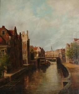Dutch Canal Scene by Gerard Van Der Heyden