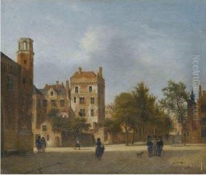 An Imaginary View Of A Town With Elegant Figures Strolling Andconversing On A Square An Imaginary View Of A Town With Elegant Figures Strolling Andconversing On A Square