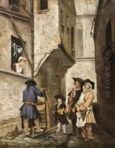Scene De Rue by Jan Van Der Heyden