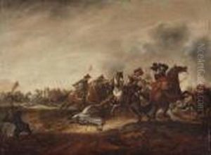 A Cavalry Skirmish by Abraham van der Hoef