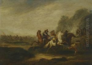 A Battle Scene by Abraham van der Hoef