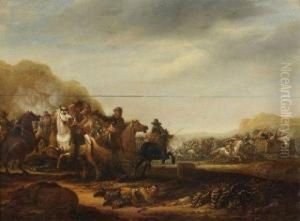 Une Escarmouche by Abraham van der Hoef