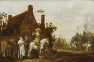 Cavaliers Devant L'auberge by Abraham van der Hoef