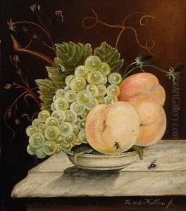 Still Life With Peaches by Hendrika Wilhelmina Van Der Kellen
