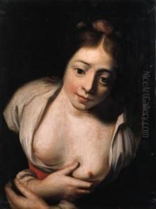 A Young Shepherdess, Half Length, In Decollete Dress