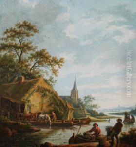 With Distant Church Spires And Town Beyond