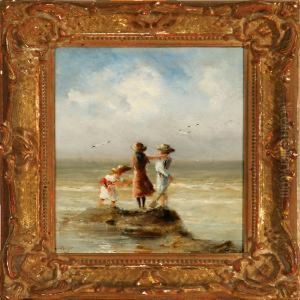 Coastal Scenes With Playing Children On The Beach by Gerard Van Der Laan