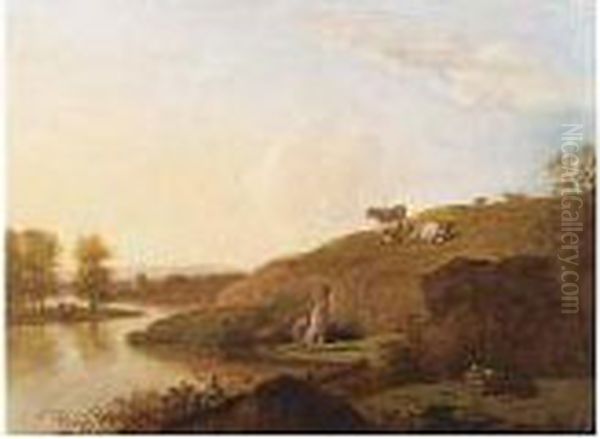 A River Landscape With Bathers Resting - view 1