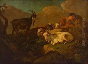 A Shepherd And His Herd by Govaert Gabriel Van Der Leeuw