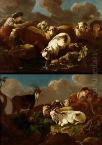 Gio Bucolico Con Pastori E Armenti by Govaert Gabriel Van Der Leeuw
