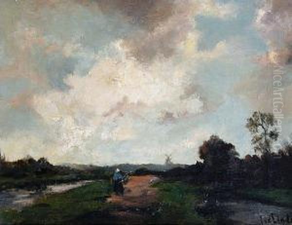 A Figure Walking Beside A Canal - view 1