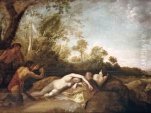 Nymphes Et Satyres by Dirck Van Der Lisse